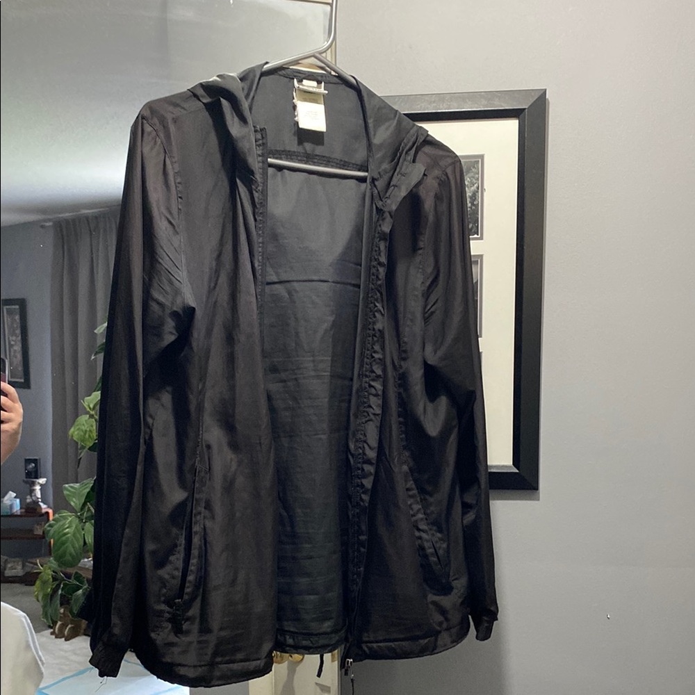 Athletic Works Black Windbreaker Jacket with Hood